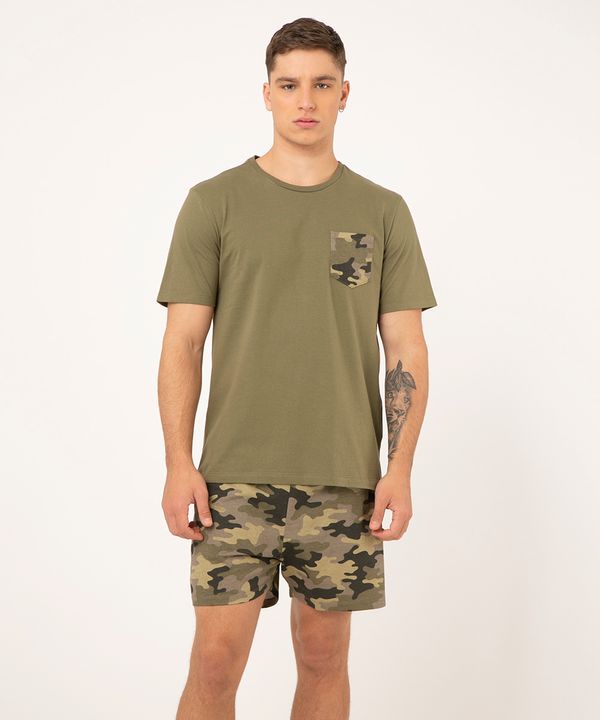 pijama curto camuflado verde militar G