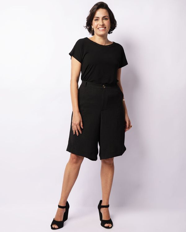 Bermuda Feminina Curto Com Bolsos Preta G