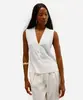 colete feminino de tricot com fendas off white M