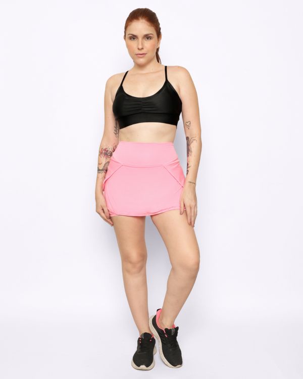 Short Saia Feminino Curto Fitness Rosa P