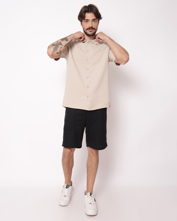 Bermuda Masculina Reta Texturizada Preta G