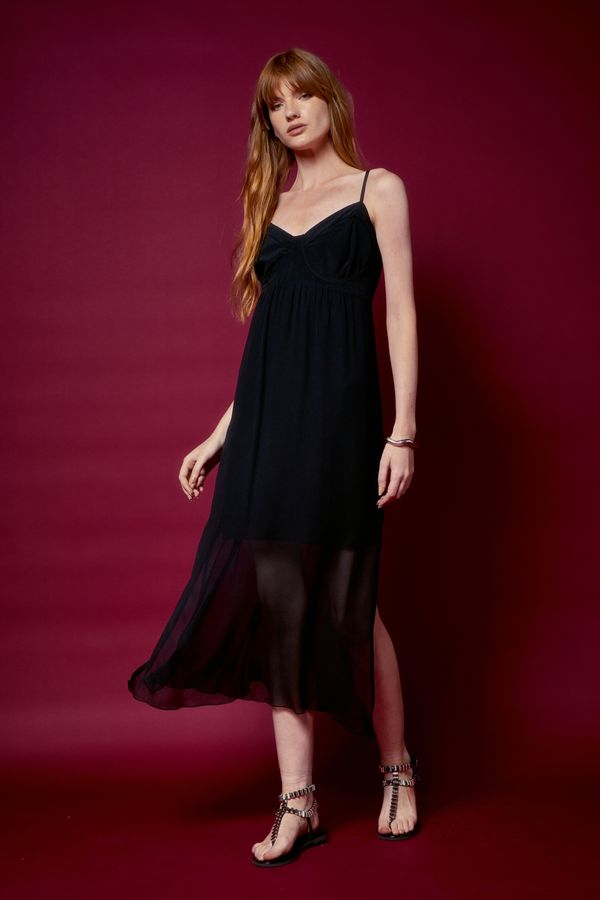 VESTIDO MIX SEDA PRETO - 44