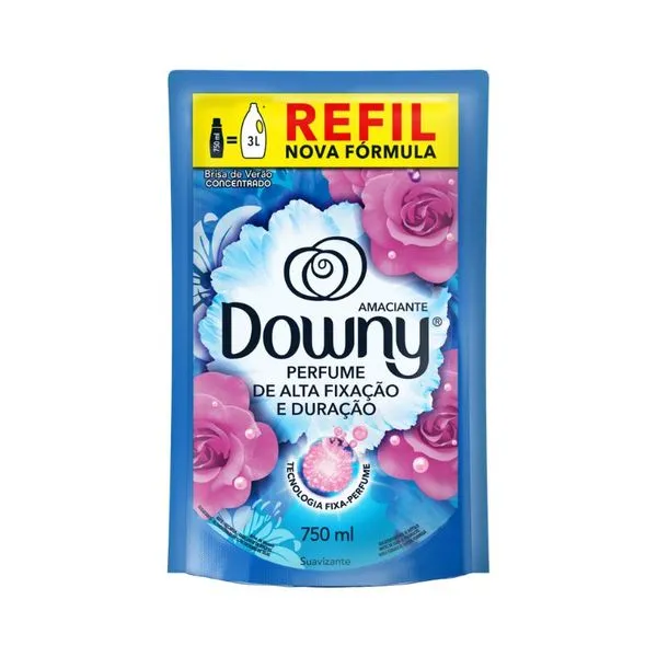 Refil Amaciante de Roupa Concentrado Downy Brisa de Verão Sachê 750ml AMACIANTE DE ROUPA DOWNY 750ML SACHE BRI