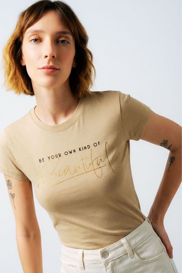 Camiseta Feminina Beautiful Polo Wear Bege Médio G
