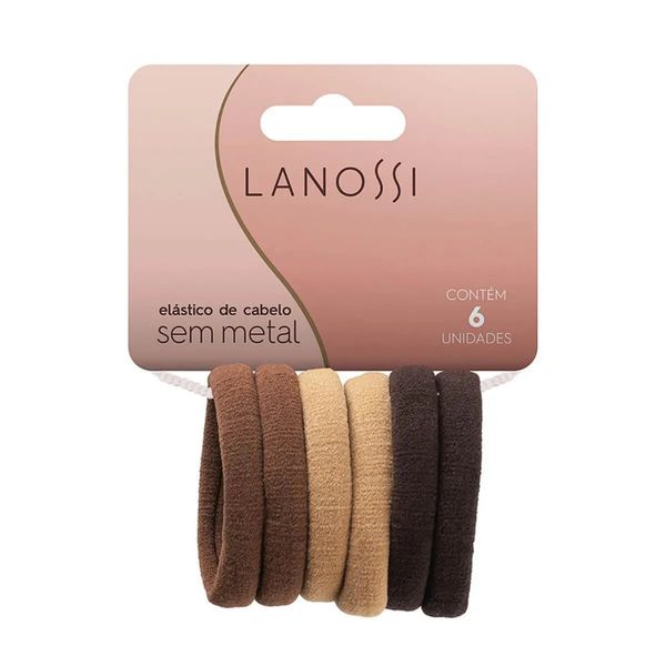 Elástico de Cabelo Lanossi Capuccino - 6 unidades