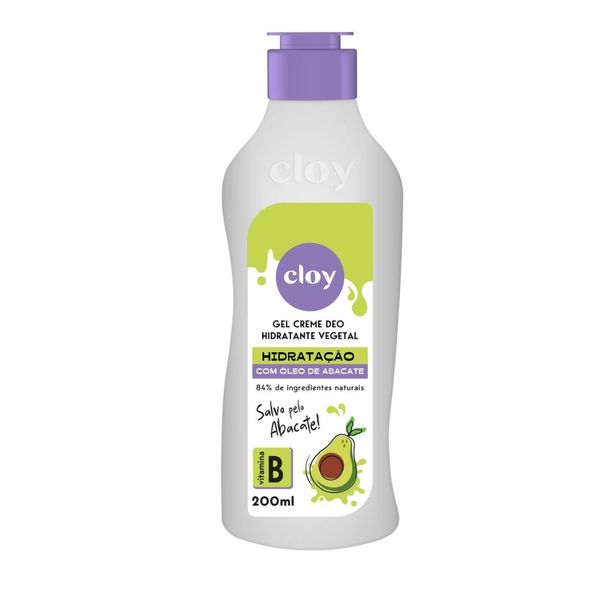 Gel Creme Deo Hidratante Cloy 200ml com Óleo de Abacate GEL CR DEO HID CLOY 200ML OLEO DE ABACAT