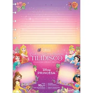 CADERNO FOLHAS SOLTAS TILIDISCO PRINCESAS DISNEY 90G 50FL