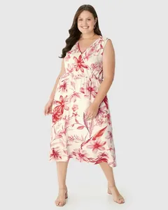 Vestido Midi Feminino Plus Size Transpassado Decote V Em Viscose Stretch Off White - G4