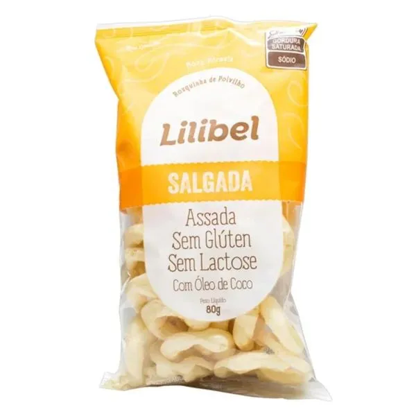 Biscoito Lilibel Polvilho Salgada 80g BISCOITO LILIBEL 80G POLVILHO SALGADA