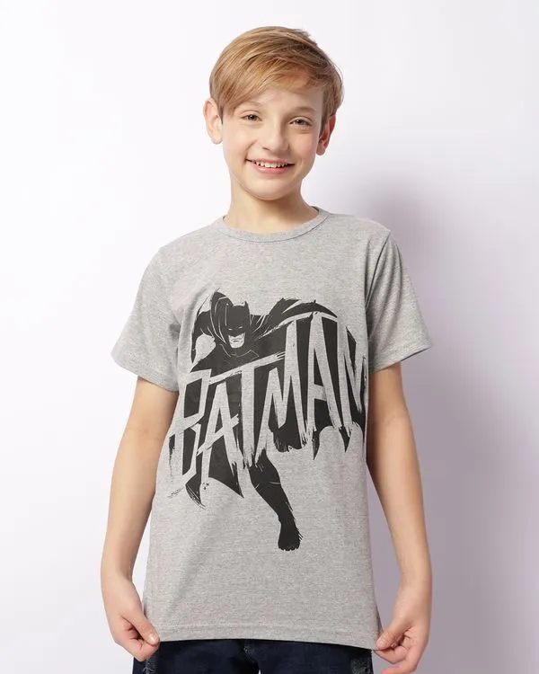 Camiseta Juvenil DC Comics Batman Manga Curta Cinza 14