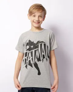 Camiseta Juvenil DC Comics Batman Manga Curta Cinza 14
