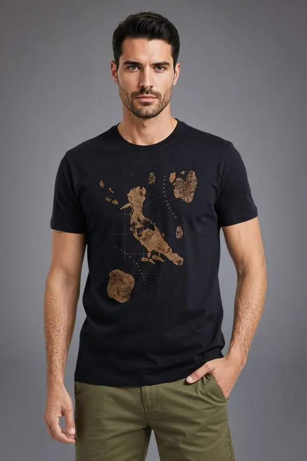 Camiseta Estampada Pica Pau Mapa Preto - P