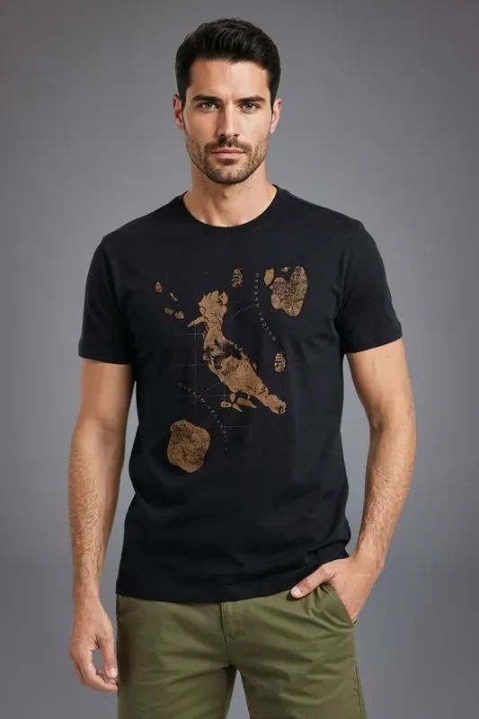 Camiseta Estampada Pica Pau Mapa Preto - P