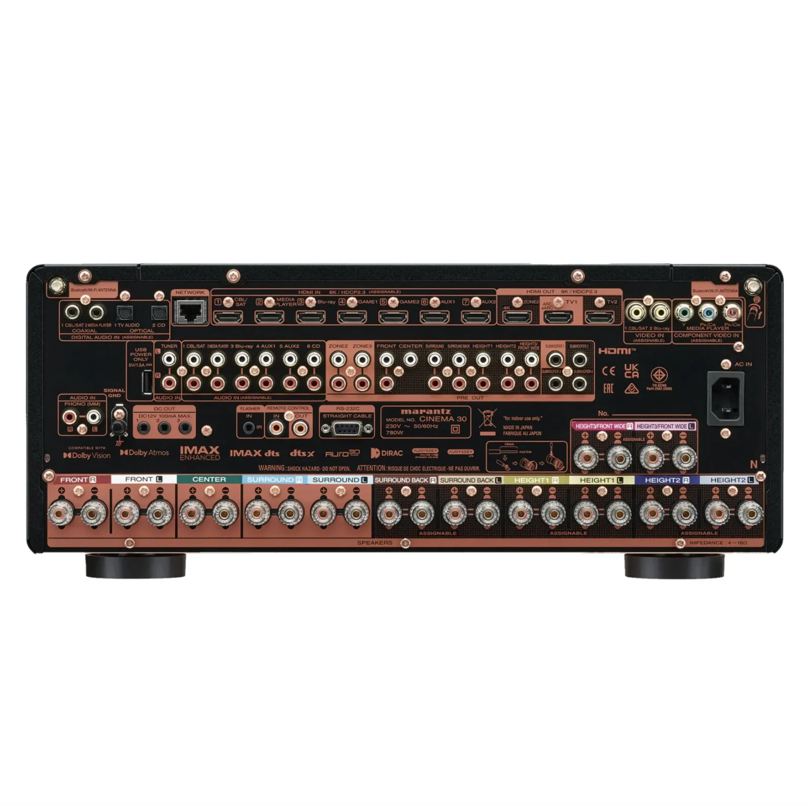 220v Receiver Marantz Cinema 30 Dolby Atmos, DTS:X, Auro 3D e IMAX 140W por canal a 8 Ohms 11.4CH- Preto - 220v