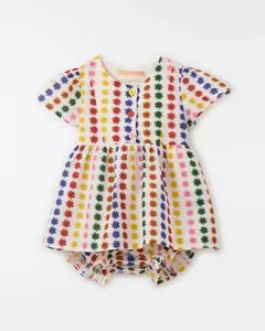 Vestido Bebe Sementeira Vertical Est Sementeira Fundo Off White - 12M