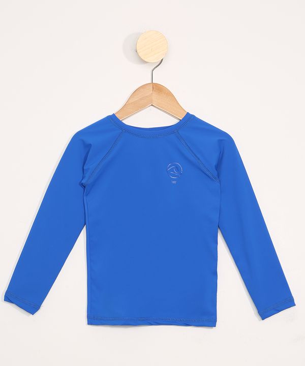 Blusa de Praia Infantil Manga Longa com Proteção UV50+ Azul 12