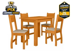 Conjunto Sala de Jantar Mesa Bellagio Retangular com 4 Cadeiras Milano Freijó Off White - Poliman