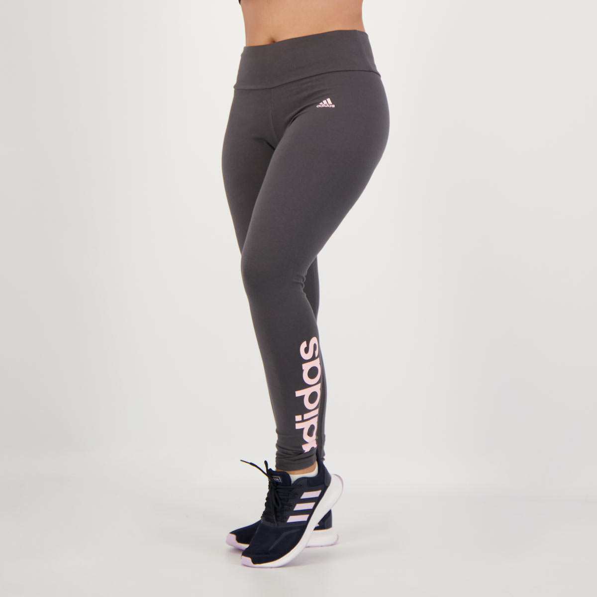 Calça Legging Adidas Logo Linear Feminina Cinza