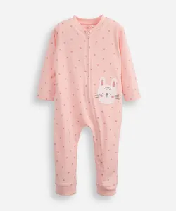 macacão de algodão infantil coelhinha - rosa claro 6-9