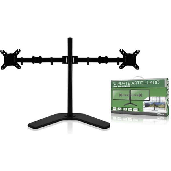 Suporte Duplo Monitor E Tv Mesa Articulado 2 Monitores Completo Luxo