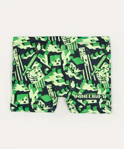 sunga boxer infantil minecraft proteção uv verde 10