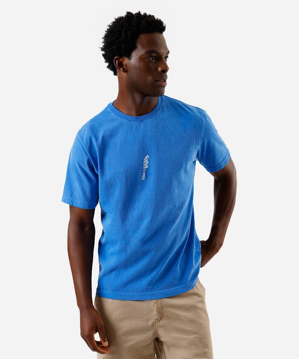 camiseta masculina de algodão estampada azul G