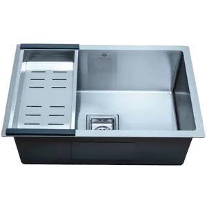 Cuba Quadrada Gourmet Preta de Aço Inox Escovado 60x40cm com Acessórios - CUB-021 - STILLUS HOME
