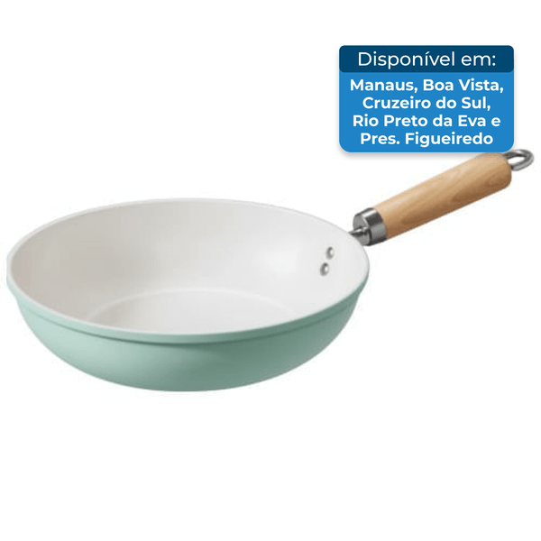 Panela Tao Cerâmica Antiaderente Fundo Plano Branco E Verde T-BI