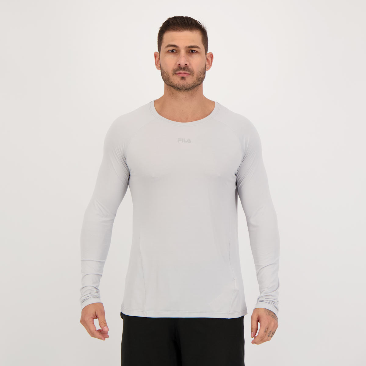 Camiseta Fila Bio Manga Longa Cinza