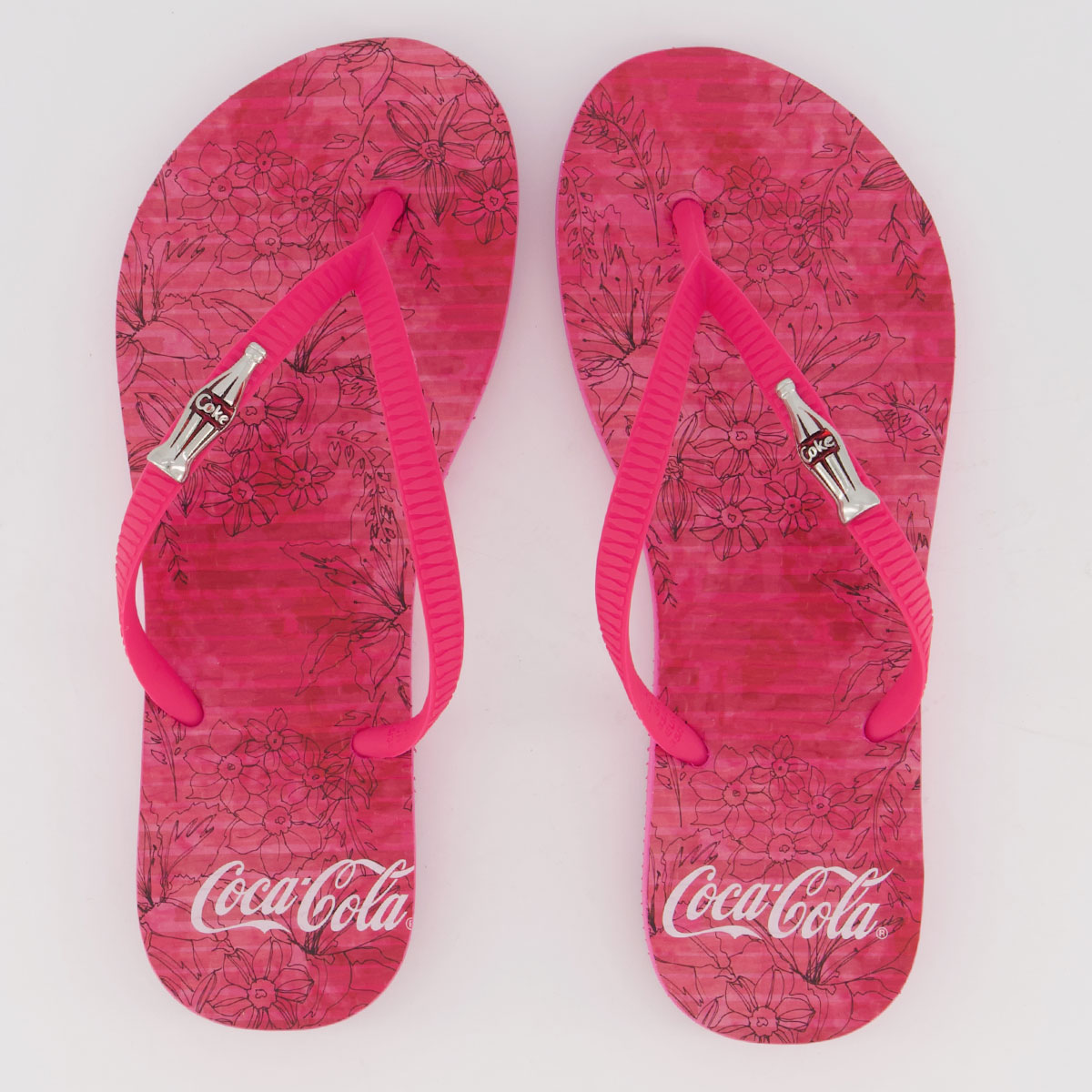 Chinelo Coca Cola Cokes Flowers Feminino Rosa