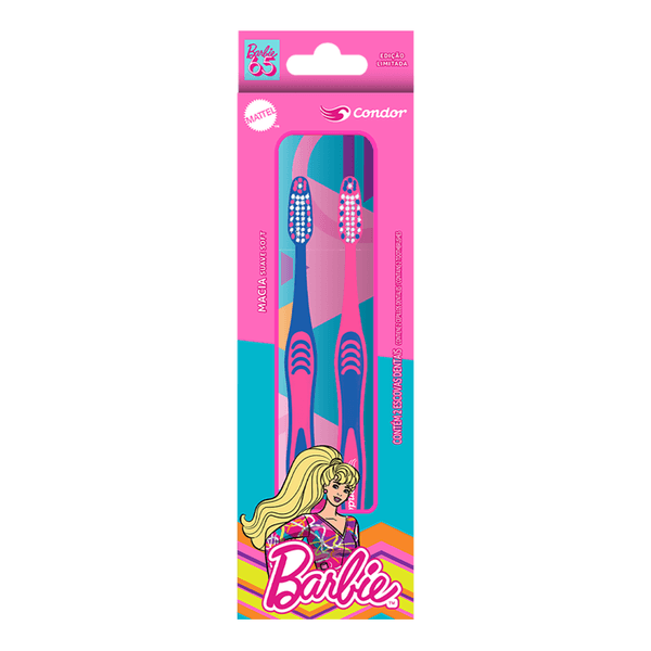 Escova de Dente Condor Barbie 65 Macia 2 Unidades
