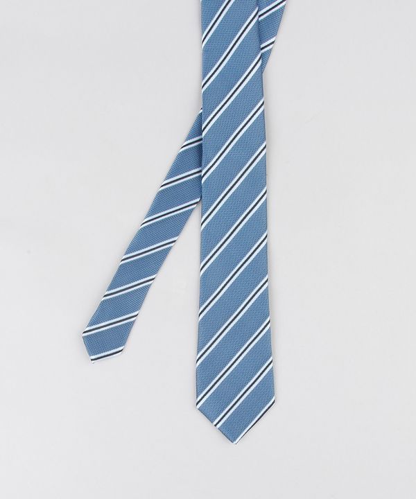 Gravata Masculina Listrada em Jacquard Azul Único