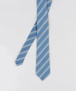 Gravata Masculina Listrada em Jacquard Azul Único