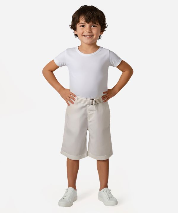 bermuda infantil de sarja com cinto branca 5
