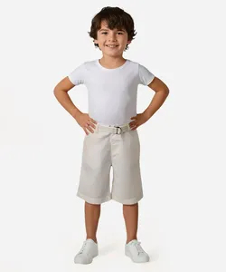 bermuda infantil de sarja com cinto branca 3