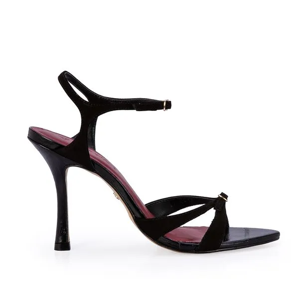 Sandália Salro Alto Couro Suede Preta 36