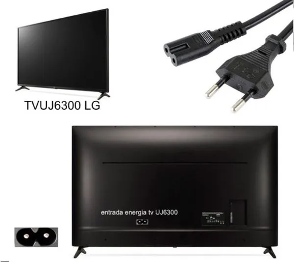 Cabo Energia Bipolar P/ Xbox One S Ps4 E Tvs LG Uj6300