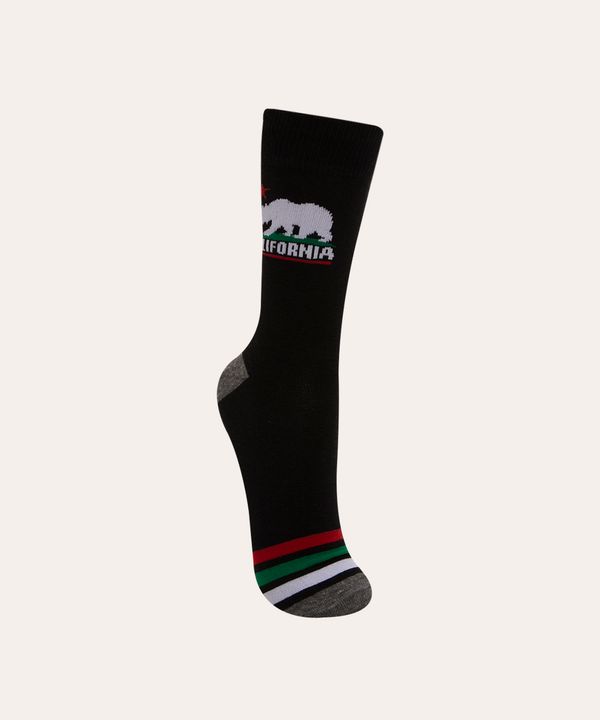 meia cano longo urso califórnia preto 41-43