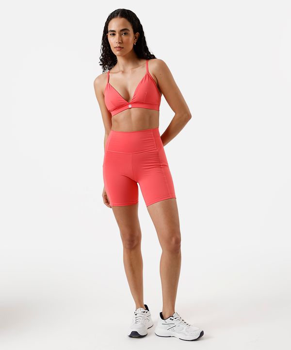 bermuda running feminina com bolsos esportiva rosa M