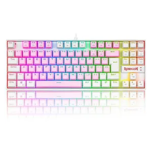 Teclado Mecânico Gamer Redragon Kumara, RGB, Switch Blue, ABNT2, Rosa e Branco Único / Rosa