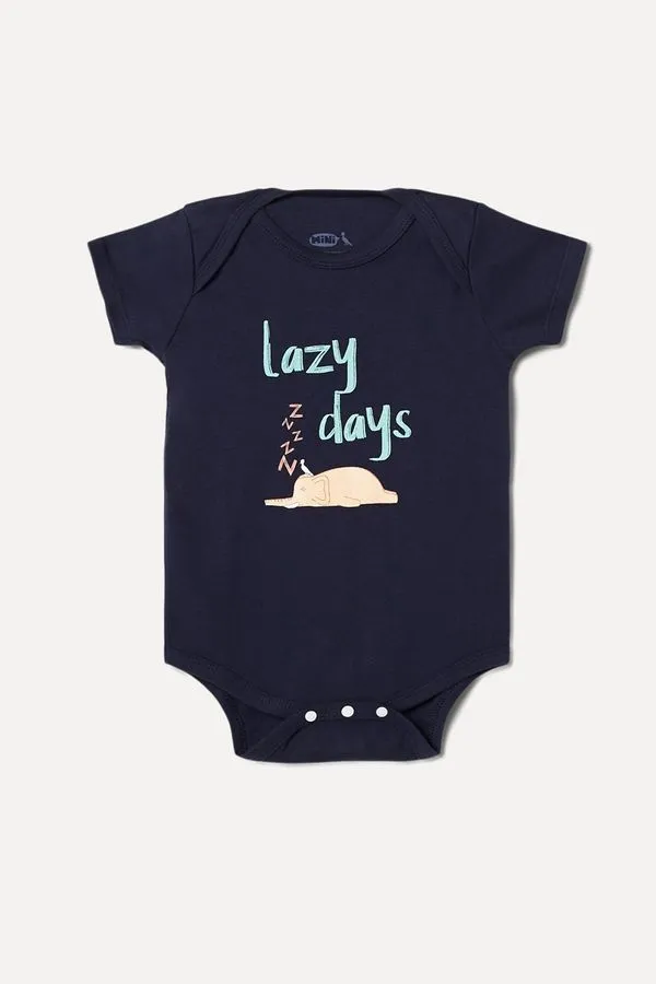 Macaquinho Body Bb Estampa Lazy Days Marinho - G
