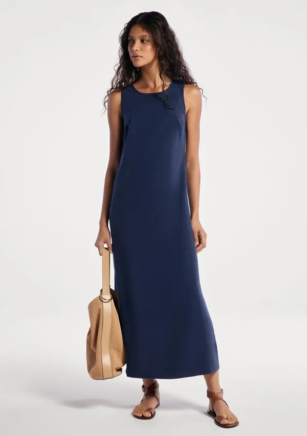 Vestido Midi Peach Touch Evasê - Azul G