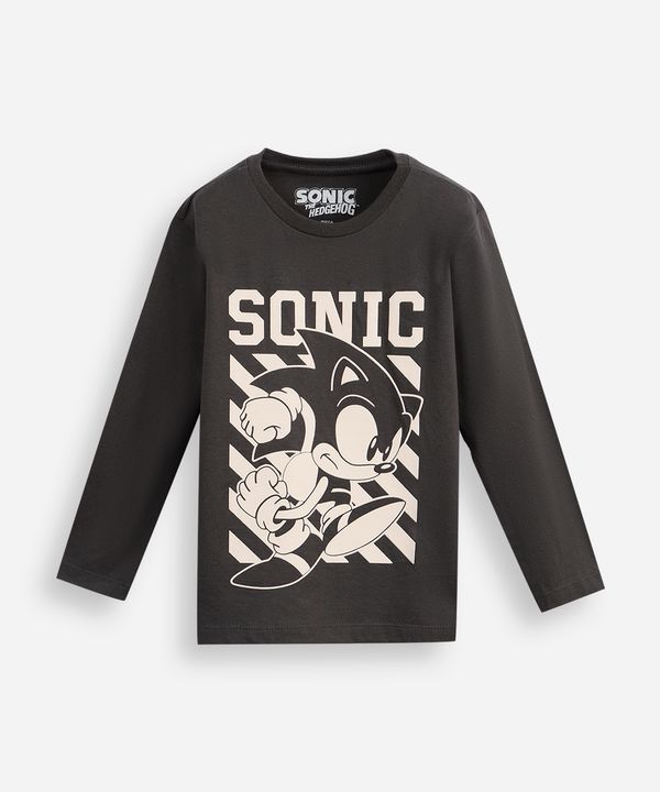 blusa de algodão infantil manga longa sonic cinza 10
