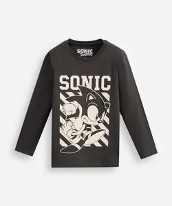 blusa de algodão infantil manga longa sonic cinza 6