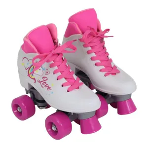 Patins Quad Love Unicórnio Branco Bel 35 / Branco, Rosa