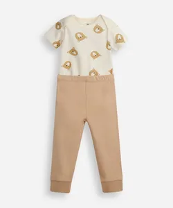 conjunto infantil de algodão ursinho bege 6-9