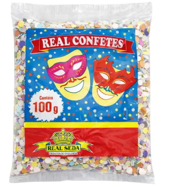 3 PACOTES DE CONFETE C/100GRAMAS - REAL SEDA