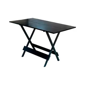Mesa Para Pizzaria Dobrável De Madeira 1,20x70 - Preto
