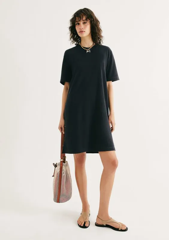 Vestido Curto Em Malha Binada - Preto XP