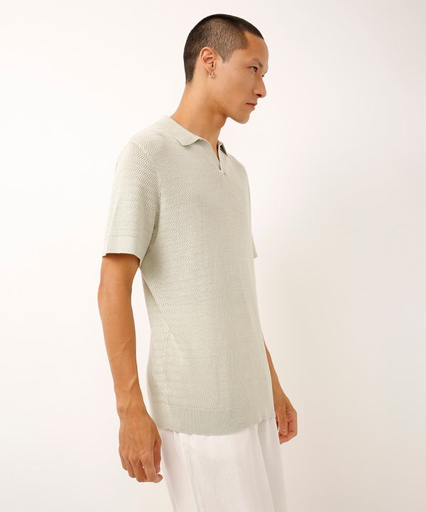 polo de tricot manga curta verde P